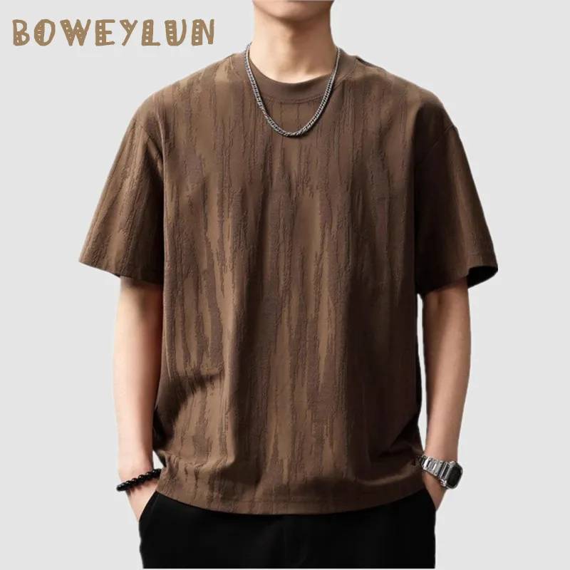 BOWEYLUN Summer Bark Textured Cotton Short-sleeved T-shirt Men's Breathable Moisture-wicking Casual Round Neck Tops for Male
BOWEYLUN Summer Bark Textured Cotton Short-sleeved T-shirt Men's Breathable Moisture-wicking Casual Round Neck Tops for Male