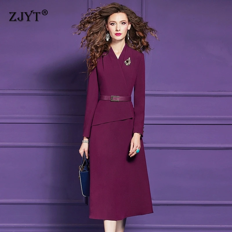 ZJYT Elegant Office Lady Purple Blazer Dress Plus Size Midi Party Dresses Long Sleeve Spring Fashion Designer Women 2025 Vestido
ZJYT Elegant Office Lady Purple Blazer Dress Plus Size Midi Party Dresses Long Sleeve Spring Fashion Designer Women 2025 Vestido