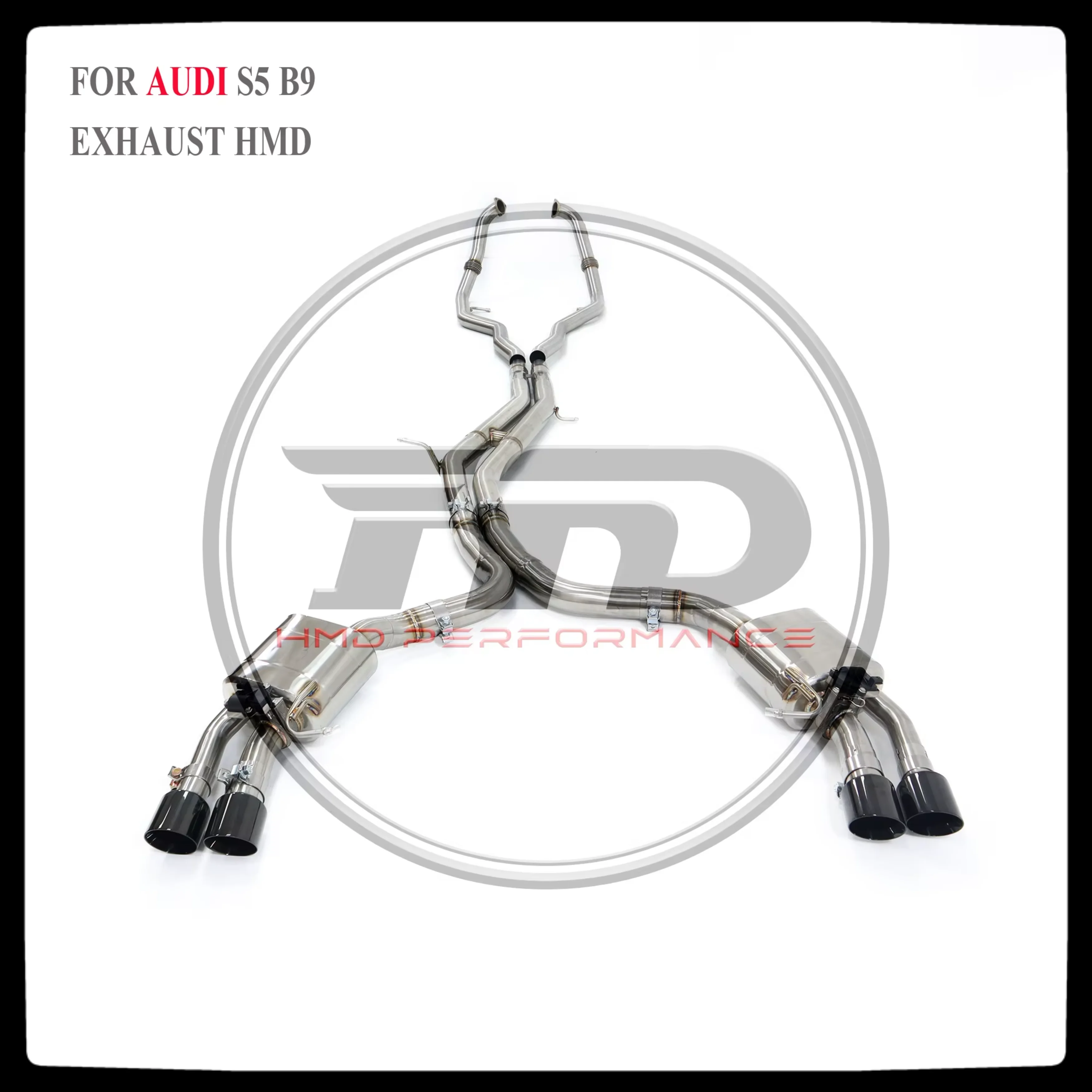 HMD Stainless Steel Exhaust System Performance Catback For Audi S5 B9 Modification with Valve and Black Tips
HMD Stainless Steel Exhaust System Performance Catback For Audi S5 B9 Modification with Valve and Black Tips