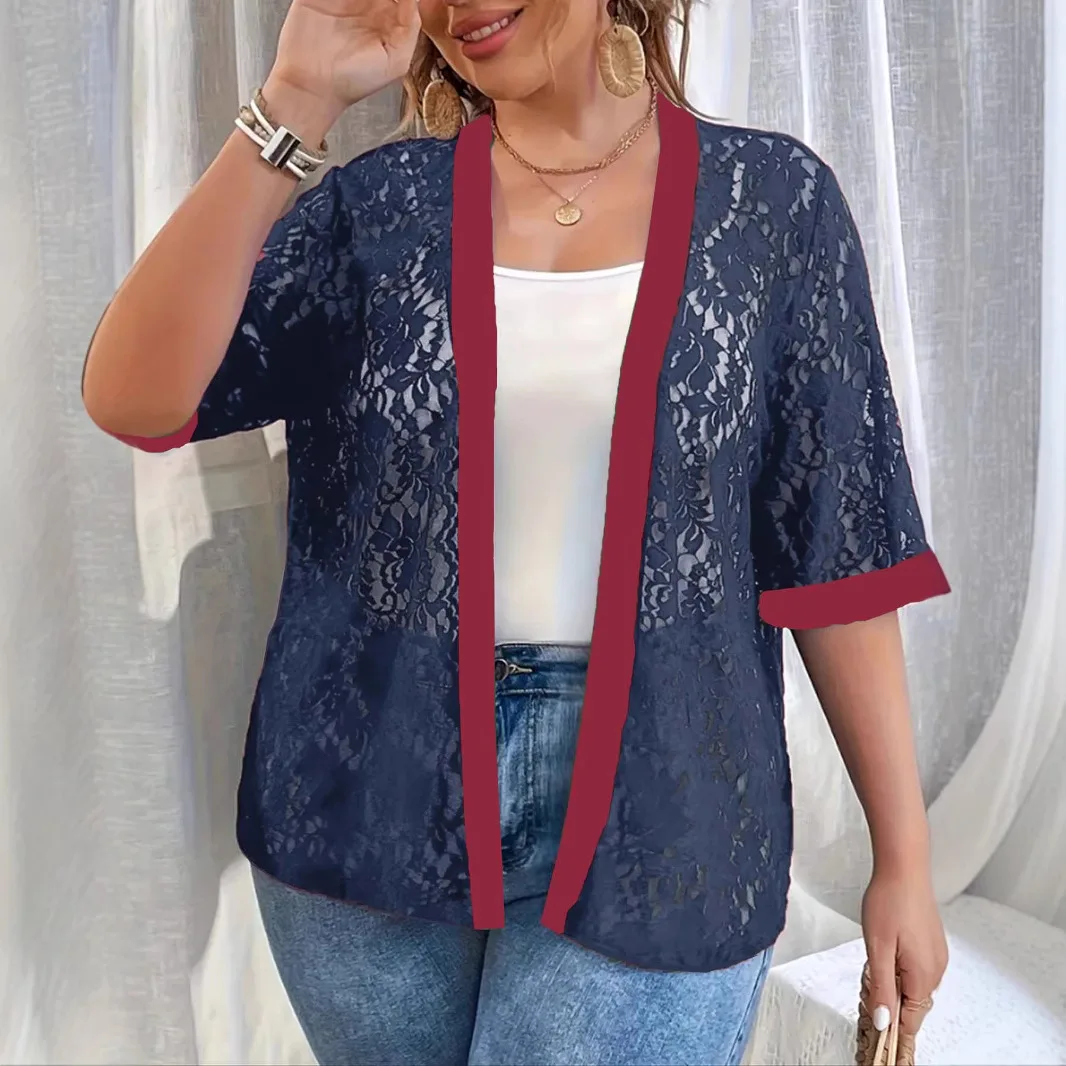 Women's Plus Size Summer Hot Sale Loose Casual High-End Charm Lace Hollow-Out Collarless Versatile Cardigan Short Sleeve Top
Women's Plus Size Summer Hot Sale Loose Casual High-End Charm Lace Hollow-Out Collarless Versatile Cardigan Short Sleeve Top