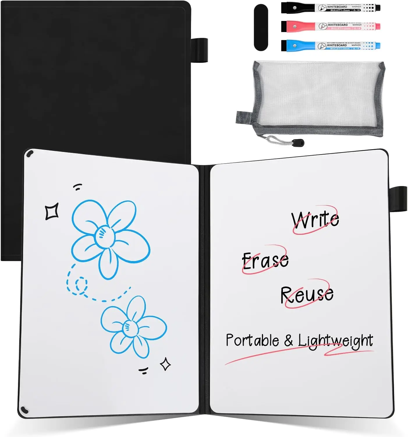 Double Sided Dry Erase Notebook, 8.4" x 6" Portable Whiteboard with 3 Pens for Study, Meeting, Planning
Double Sided Dry Erase Notebook, 8.4" x 6" Portable Whiteboard with 3 Pens for Study, Meeting, Planning