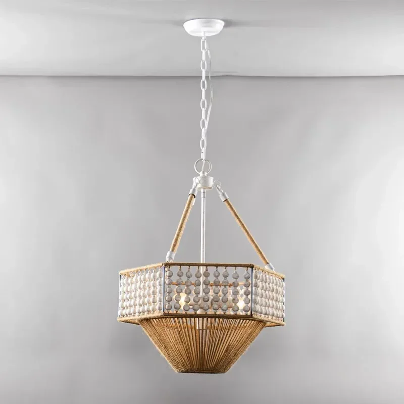 GHEUVNJ French retro chandelier hemp rope wooden beads handmade minimalist American creative designer dining room living room b
GHEUVNJ French retro chandelier hemp rope wooden beads handmade minimalist American creative designer dining room living room b