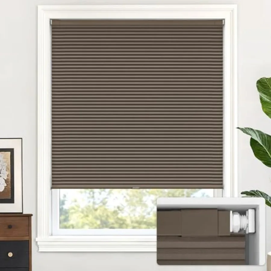 Cordless Cellular Shades, No Tools No Drill Blackout Honeycomb Shades Pleated Blinds for Windows, 29" W x 64" H, Dark Coffee
Cordless Cellular Shades, No Tools No Drill Blackout Honeycomb Shades Pleated Blinds for Windows, 29" W x 64" H, Dark Coffee