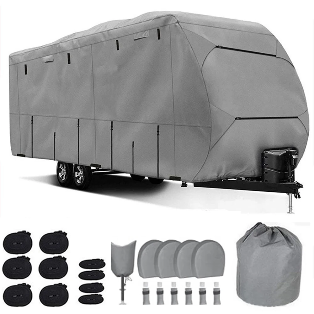 420D Oxford Fabric Travel Trailer RV Cover Gutter Spout Covers Cabover Camper Cover Straps & Storage Bag RV Travel Trailer Cover
420D Oxford Fabric Travel Trailer RV Cover Gutter Spout Covers Cabover Camper Cover Straps & Storage Bag RV Travel Trailer Cover
