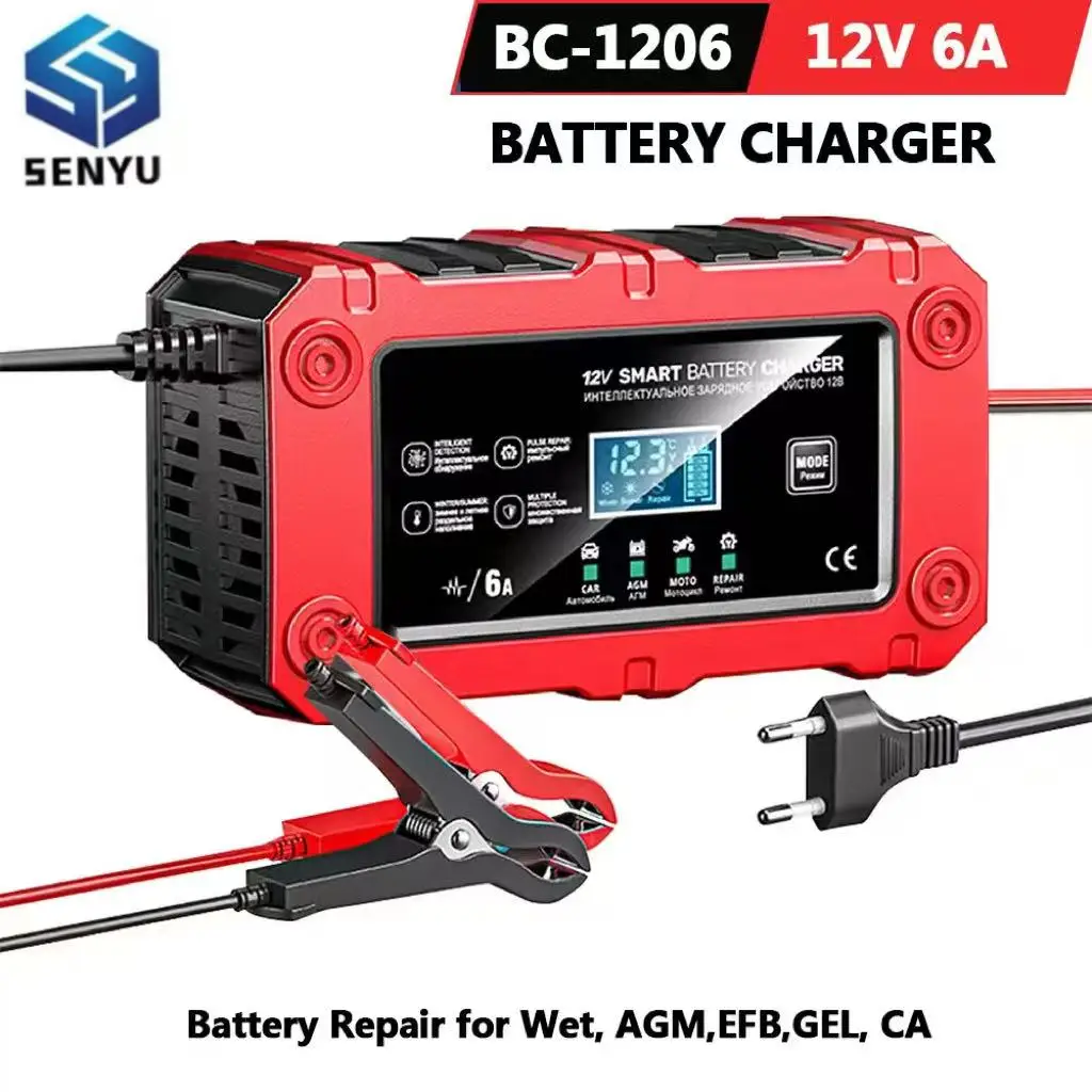 Автоматическое интеллектуальное зарядное устройство 12В 6А для автомобильных и мотоциклетных аккумуляторов с функцией восстановления, ЖК-дисплеем, для свинцово-кислотных, AGM, EFB, GEL аккумуляторов, вилка EU
Автоматическое интеллектуальное зарядное устройство 12В 6А для автомобильных и мотоциклетных аккумуляторов с функцией восстановления, ЖК-дисплеем, для свинцово-кислотных, AGM, EFB, GEL аккумуляторов, вилка EU
