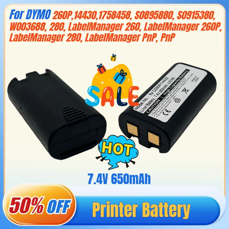 New 650mAh Printer Battery for 3M PL200 14430 S0895880 W003688 for DYMO LabelManager 260P 280 260 PnP 1758458 S0915380 W003688
New 650mAh Printer Battery for 3M PL200 14430 S0895880 W003688 for DYMO LabelManager 260P 280 260 PnP 1758458 S0915380 W003688