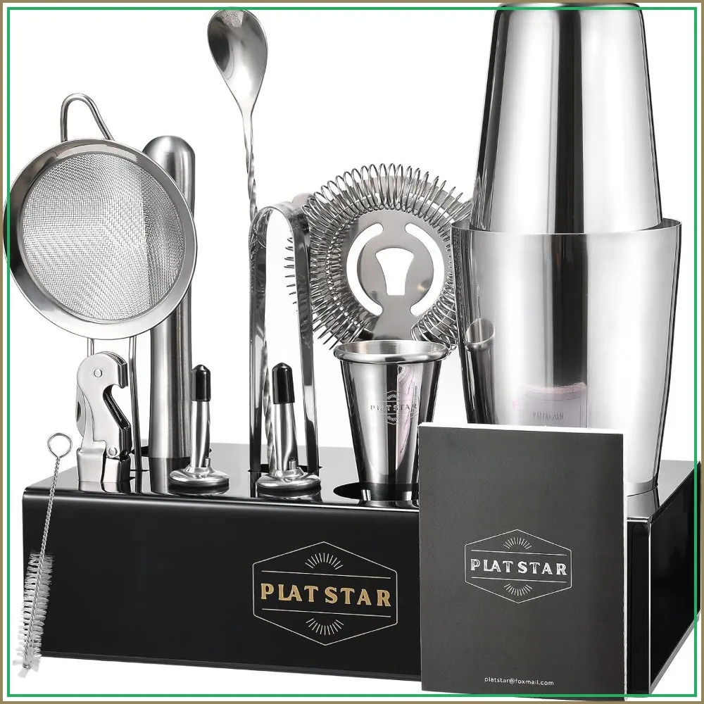 Complete Bartender Kit with Stand, 14-Piece Home Bar Set for Cocktails & Mocktails, Stainless Steel Mixology Tools with Recipe Book
Complete Bartender Kit with Stand, 14-Piece Home Bar Set for Cocktails & Mocktails, Stainless Steel Mixology Tools with Recipe Book