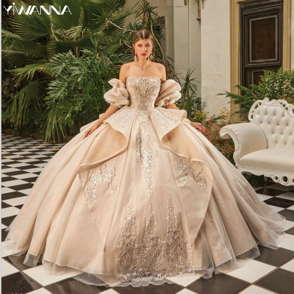 Изысканные блестки и бусы Quinceanrra, платья для выпускного вечера, блестящие кружевные аппликации, бальное платье со съемными рукавами, милое платье 16, Vestidos
Изысканные блестки и бусы Quinceanrra, платья для выпускного вечера, блестящие кружевные аппликации, бальное платье со съемными рукавами, милое платье 16, Vestidos