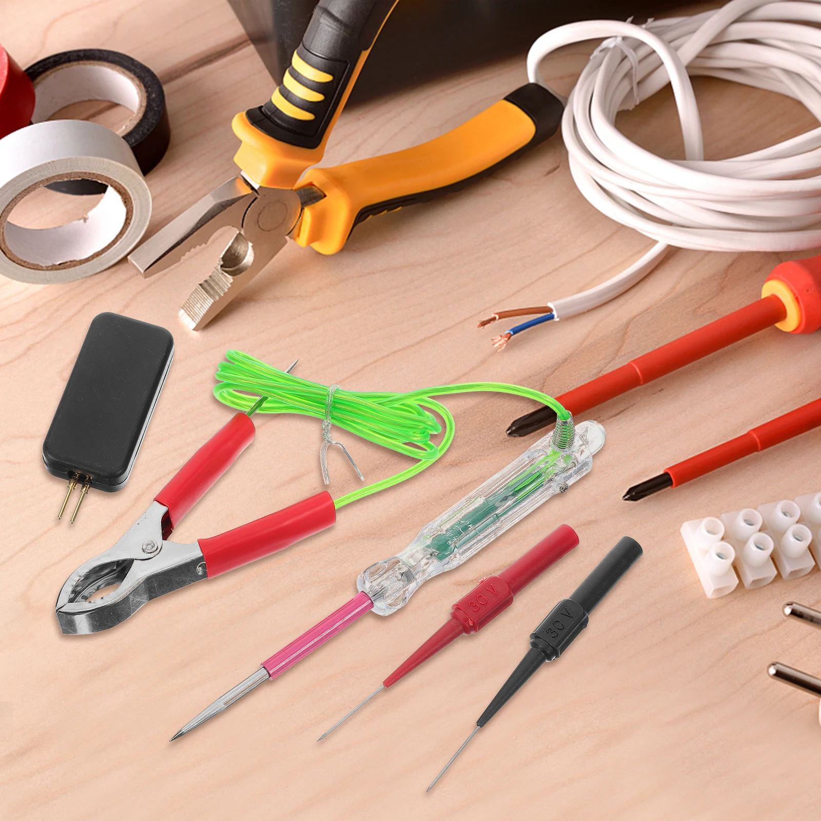 1 set Automotive Test Light Multi-functional LED Circuit Tester Electric Pen Car Voltage Tools Kit with Bulb Probe
1 set Automotive Test Light Multi-functional LED Circuit Tester Electric Pen Car Voltage Tools Kit with Bulb Probe