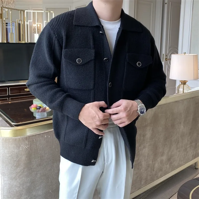 Men's Autumn Winter Thickened Knitted Cardigan Casual Britsh Pure Color Collar Flip Pocket Fluffy Sweater Outerwear
Men's Autumn Winter Thickened Knitted Cardigan Casual Britsh Pure Color Collar Flip Pocket Fluffy Sweater Outerwear