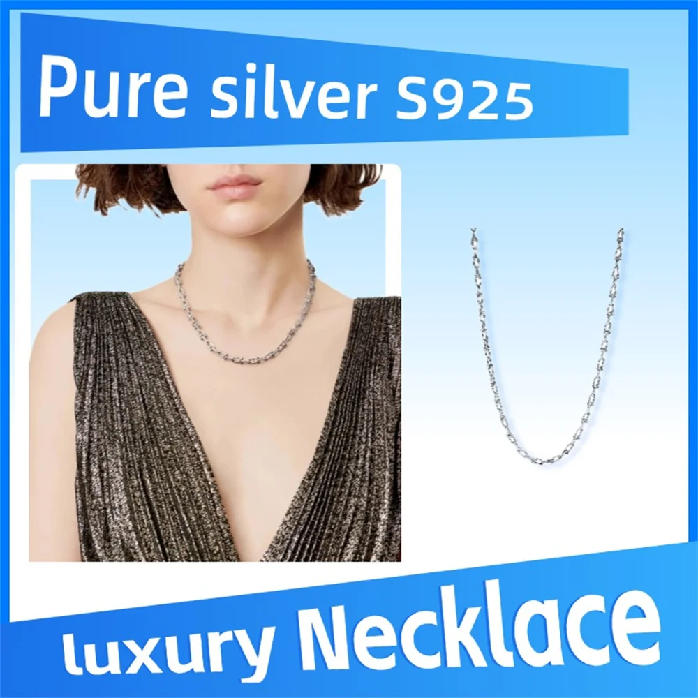 Pure 925 Sterling Silver Hardwear Series Chain Necklace Fashionable, versatile, personalized, luxurious, high quality
Pure 925 Sterling Silver Hardwear Series Chain Necklace Fashionable, versatile, personalized, luxurious, high quality