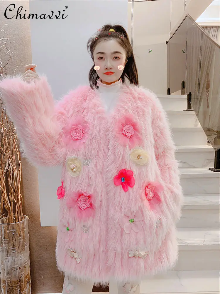 Новая зимняя одежда: Пальто из искусственного меха с объемными 3D цветами в корейском стиле, утепленное, для женщин
Новая зимняя одежда: Пальто из искусственного меха с объемными 3D цветами в корейском стиле, утепленное, для женщин