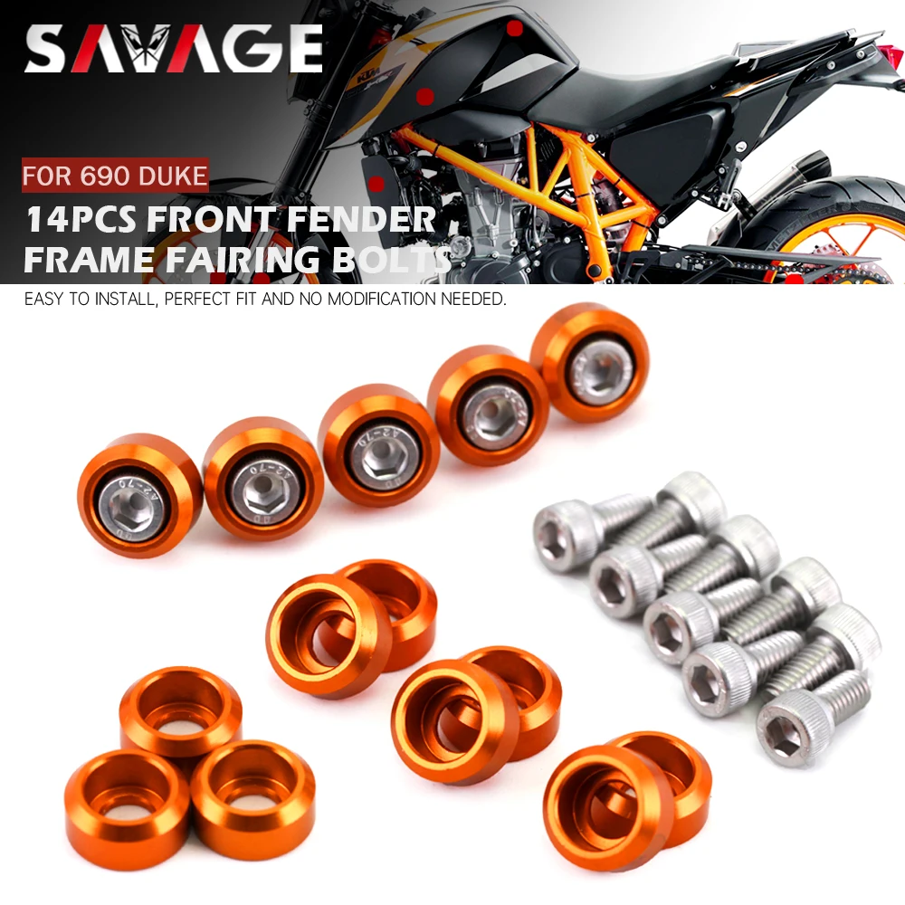 14pcs Front Fender Frame Fairing Screws For 690 DUKE/R 2012-2018 Motorcycle Accessories Radiator Fuel Tank Washer Bolts M6 CNC
14pcs Front Fender Frame Fairing Screws For 690 DUKE/R 2012-2018 Motorcycle Accessories Radiator Fuel Tank Washer Bolts M6 CNC