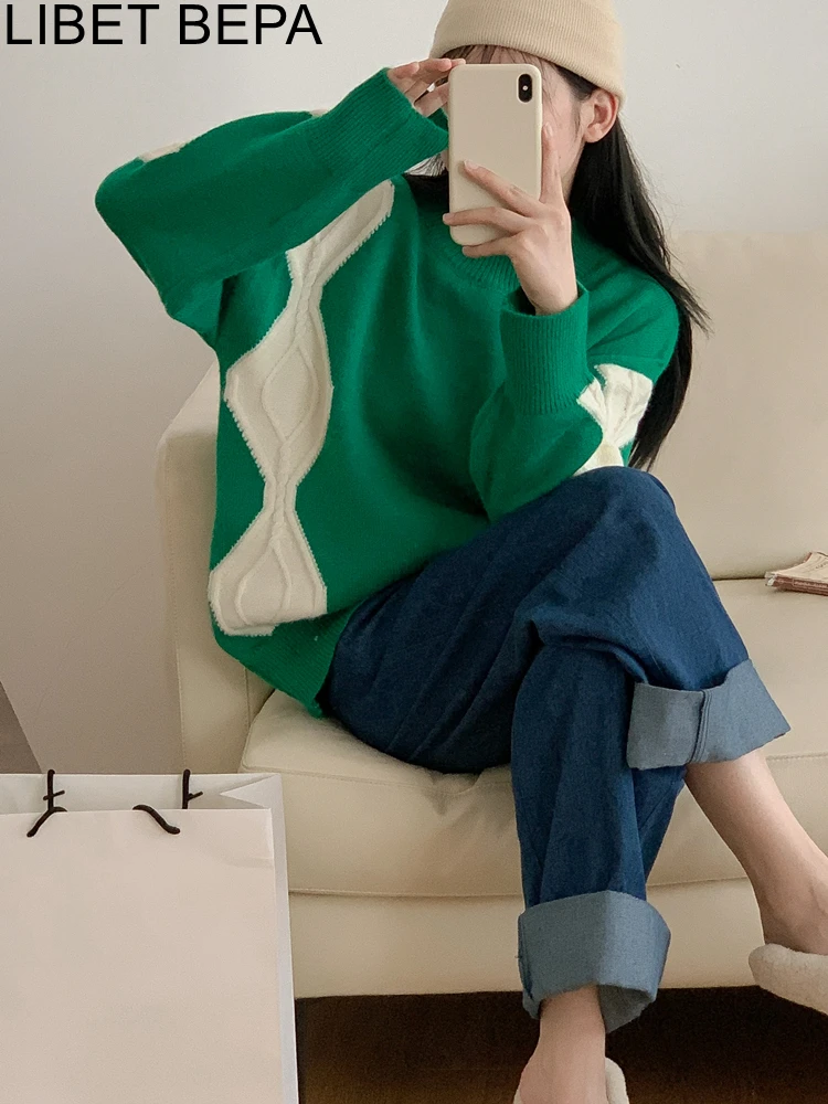 New 2022 Chic Vintage Korean Fashion Elegant Sweet Sweaters Color Blocking Oversized Knitting Women Autumn Winter Tops SW3824JX
New 2022 Chic Vintage Korean Fashion Elegant Sweet Sweaters Color Blocking Oversized Knitting Women Autumn Winter Tops SW3824JX