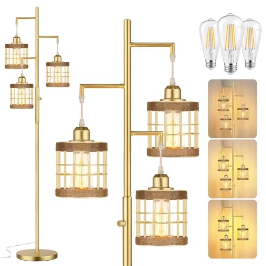 Industrial Floor Lamps for Living Room, Tree Standing Lamp with Stepless Dimmable, 68" Tall Lamps for Bedroom Study, 3 LED Bulb
Industrial Floor Lamps for Living Room, Tree Standing Lamp with Stepless Dimmable, 68" Tall Lamps for Bedroom Study, 3 LED Bulb