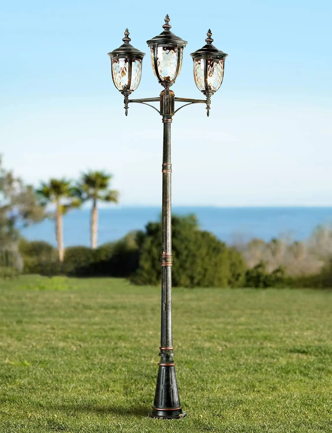 Vintage Outdoor Post Light Street Lantern 3-Light Fixture Veranda Bronze 96" Champagne Hammered Glass f
Vintage Outdoor Post Light Street Lantern 3-Light Fixture Veranda Bronze 96" Champagne Hammered Glass f