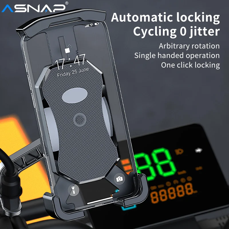 ASNAP Motorcycle Phone Holder Handlebar Mirror Mobile Phone Bracket Auto Lock Cycling Bicycle Phone Mount Quick Installation
ASNAP Motorcycle Phone Holder Handlebar Mirror Mobile Phone Bracket Auto Lock Cycling Bicycle Phone Mount Quick Installation