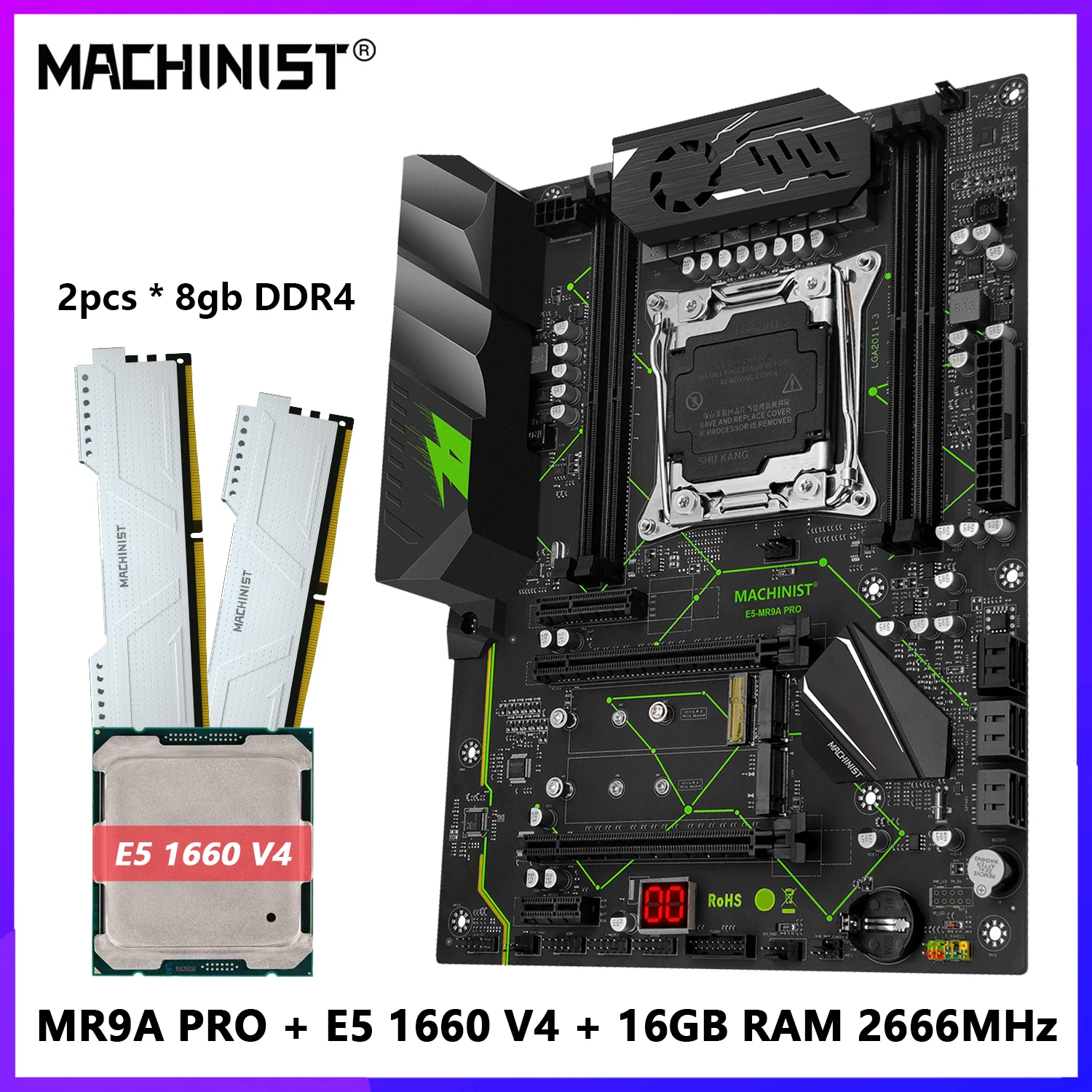 MACHINIST X99 MR9A PRO Motherboard Set kit LGA 2011-3 Kit With Xeon E5 1660 V4 CPU and DDR4 16GB2666MHz RAM NVME M.2 USB3.0
MACHINIST X99 MR9A PRO Motherboard Set kit LGA 2011-3 Kit With Xeon E5 1660 V4 CPU and DDR4 16GB2666MHz RAM NVME M.2 USB3.0