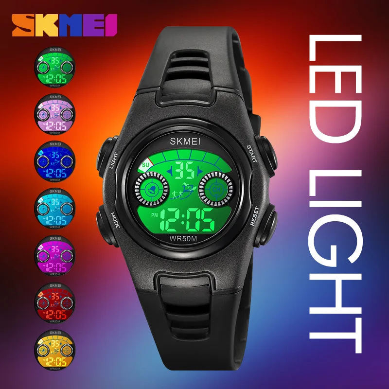 SkmeiFashion ColorfulLEDДетские легкие часы Простые многофункциональные водонепроницаемые электронные часы с будильником для студентов
SkmeiFashion ColorfulLEDДетские легкие часы Простые многофункциональные водонепроницаемые электронные часы с будильником для студентов