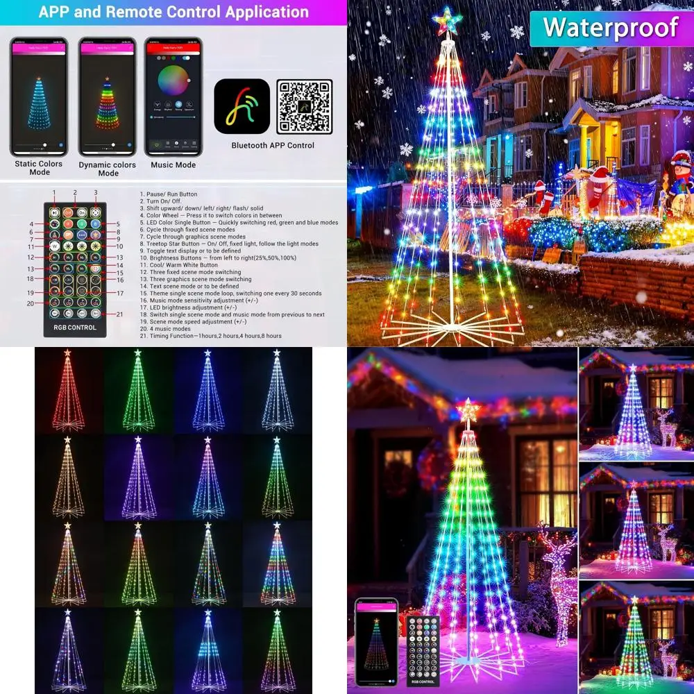 6-Foot Smart RGB LED Christmas Tree Lights with Remote, Timer, and Music Sync for Holiday Decor
6-Foot Smart RGB LED Christmas Tree Lights with Remote, Timer, and Music Sync for Holiday Decor