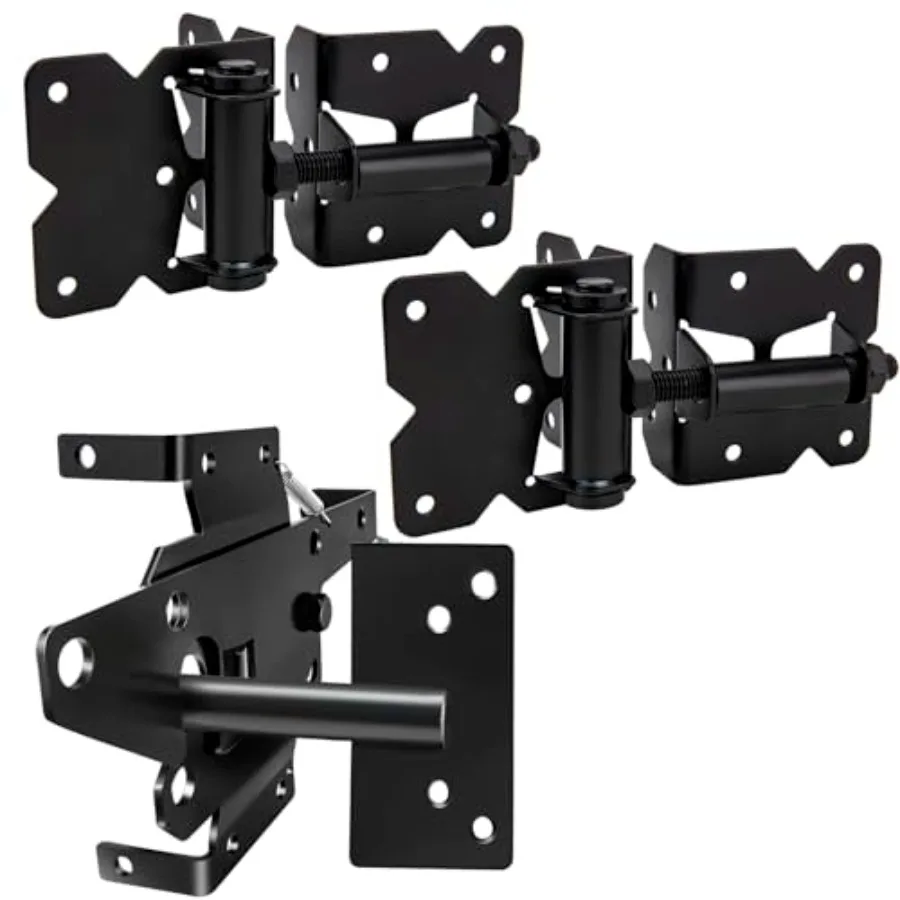 Self Locking Gate Latch and Gate Hinges Set Heavy Duty Hardware Hinges for Vinyl and Wood Fence with Installation Screws and Sw
Self Locking Gate Latch and Gate Hinges Set Heavy Duty Hardware Hinges for Vinyl and Wood Fence with Installation Screws and Sw
