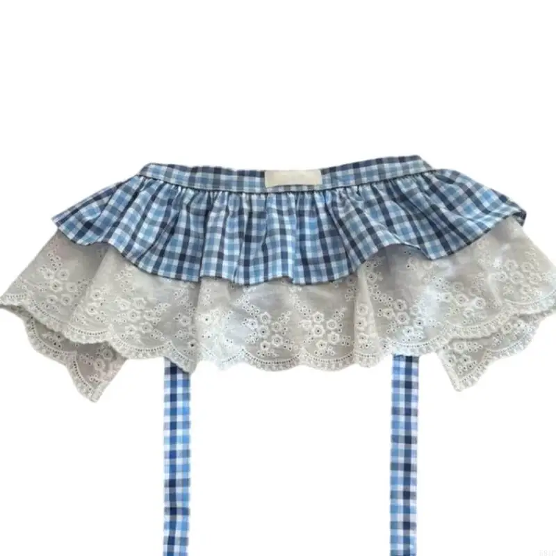 581F Blue Checkered Girls Ruffled Skirt Adjustable Overlay Soft Cotton Fabric Lace Detailing Summer Casual Dresses
581F Blue Checkered Girls Ruffled Skirt Adjustable Overlay Soft Cotton Fabric Lace Detailing Summer Casual Dresses