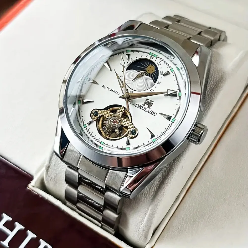 High-End Luxury Tourbillon Sun, Moon, and Stars Men's Watch, Fully Automatic Mechanical Watch, Elegant Business Style, Mechanical Watch for Men, Trendy Pointer, Luminous, High-End Men's Mechanical Wristwatch
High-End Luxury Tourbillon Sun, Moon, and Stars Men's Watch, Fully Automatic Mechanical Watch, Elegant Business Style, Mechanical Watch for Men, Trendy Pointer, Luminous, High-End Men's Mechanical Wristwatch
