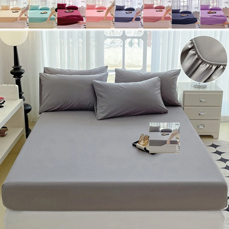 Thicken Solid Color Brushed Bed Sheet with Elastic Band Anti-Slip Mattress Cover Full Surround for Single Double King Queen Bed
Thicken Solid Color Brushed Bed Sheet with Elastic Band Anti-Slip Mattress Cover Full Surround for Single Double King Queen Bed
