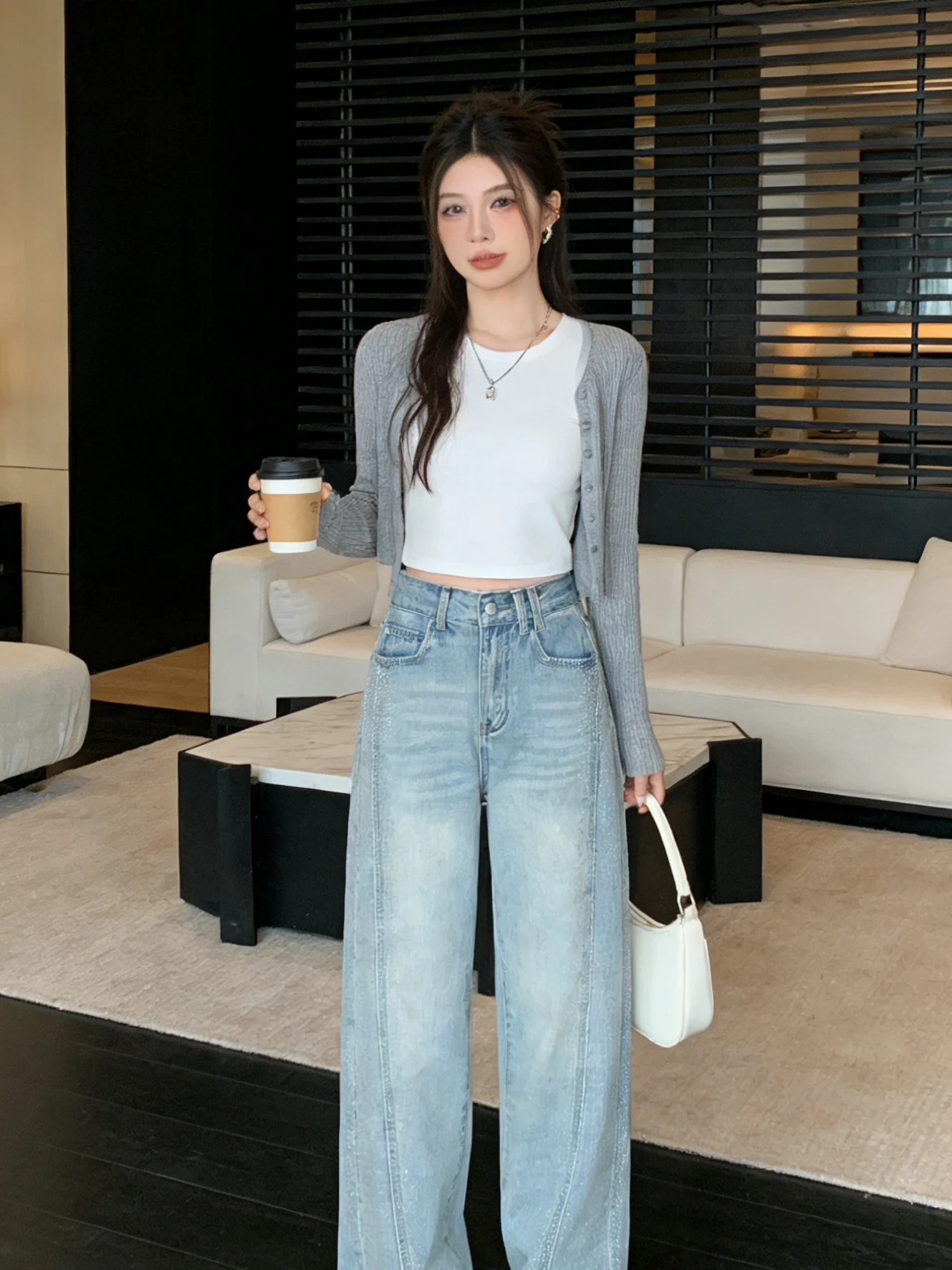 Korean Sle aduated Light ey Vintage Soft Jeans Straight Leg Pants Draped Slimming Early Spring New Heavy Du Rhineston...
Korean Sle aduated Light ey Vintage Soft Jeans Straight Leg Pants Draped Slimming Early Spring New Heavy Du Rhineston...