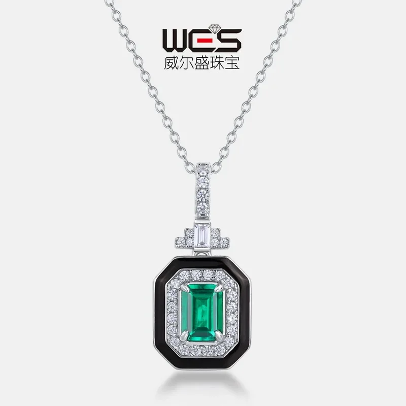 Square Cultured Emerald Pendant Necklace 18K Gold Set with Cultured Colored Baby Stones PT950 Platinum Beautiful
Square Cultured Emerald Pendant Necklace 18K Gold Set with Cultured Colored Baby Stones PT950 Platinum Beautiful