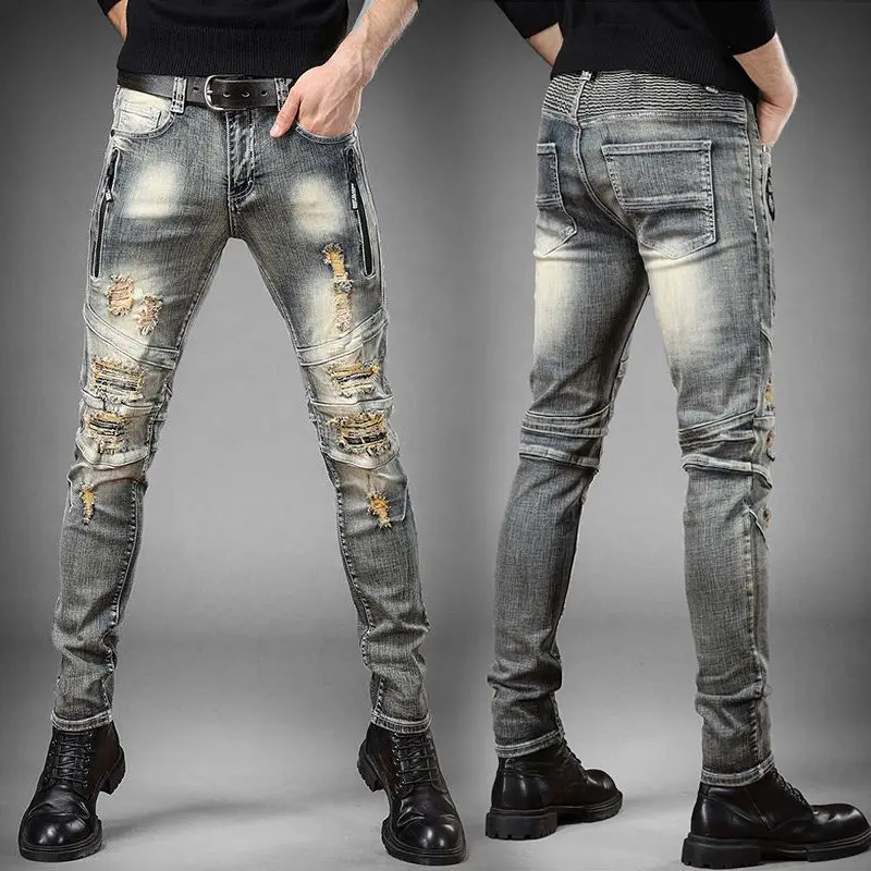 Autumn Korean Style Clothes Luxury New Casual Denim Jeans Pencil Pants for Men Slim Retro Vintage Ripped Holes Cotton Trousers
Autumn Korean Style Clothes Luxury New Casual Denim Jeans Pencil Pants for Men Slim Retro Vintage Ripped Holes Cotton Trousers