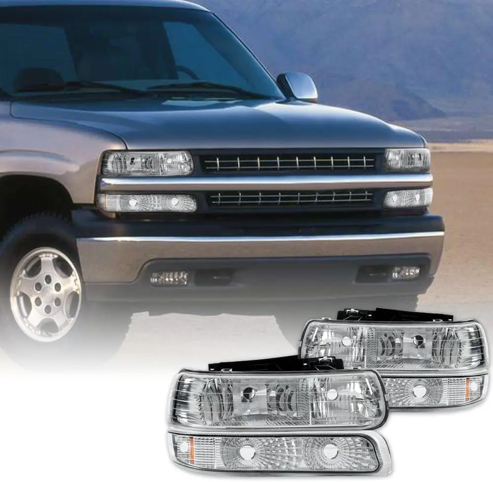 For 1999-2002 Silverado 1500/2500 & 2000-2006 Tahoe Suburban 1500/2500 Bumper Headlamp Assembly, Clear Lens Chrome Housing with
For 1999-2002 Silverado 1500/2500 & 2000-2006 Tahoe Suburban 1500/2500 Bumper Headlamp Assembly, Clear Lens Chrome Housing with