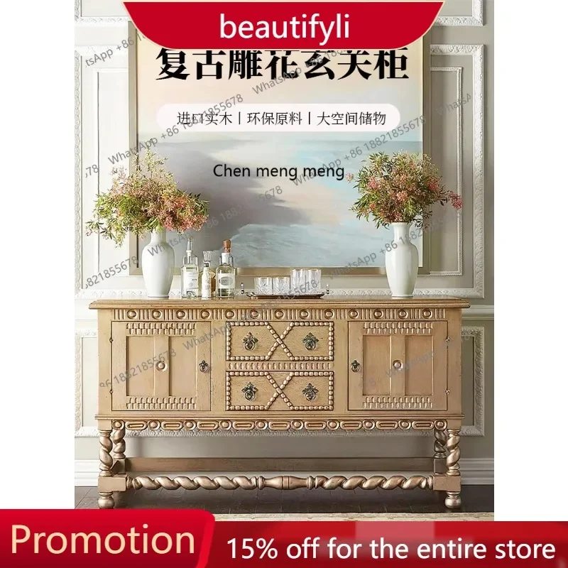 Q181 American country solid wood carving flower entrance cabinet French retro dining side storage chest decorative cabinet
Q181 American country solid wood carving flower entrance cabinet French retro dining side storage chest decorative cabinet