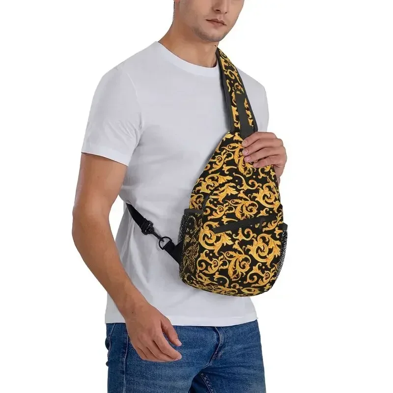Golden European Floral Sling Chest Crossbody Bag Men Casual Baroque Victorian Art Shoulder Backpack for Camping
Golden European Floral Sling Chest Crossbody Bag Men Casual Baroque Victorian Art Shoulder Backpack for Camping