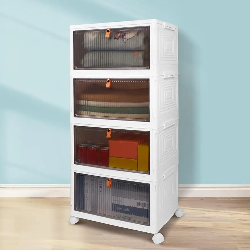 4 Tier Collapsible Storage Bins with Wheels and Lid - 23QT Stackable Closet Organizers, Foldable Plastic Containers for Home
4 Tier Collapsible Storage Bins with Wheels and Lid - 23QT Stackable Closet Organizers, Foldable Plastic Containers for Home