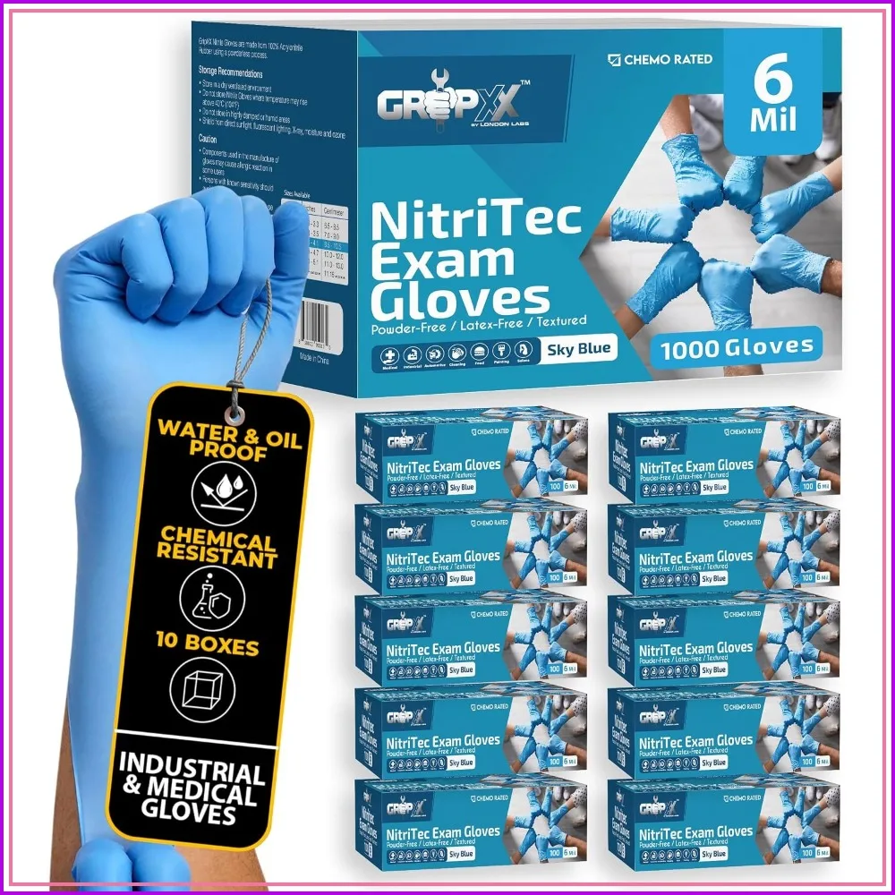 6 Mil Blue Nitrile Gloves, Latex & Powder Free, Fentanyl Safe, Medical & Food Grade, 1000 Pack
6 Mil Blue Nitrile Gloves, Latex & Powder Free, Fentanyl Safe, Medical & Food Grade, 1000 Pack