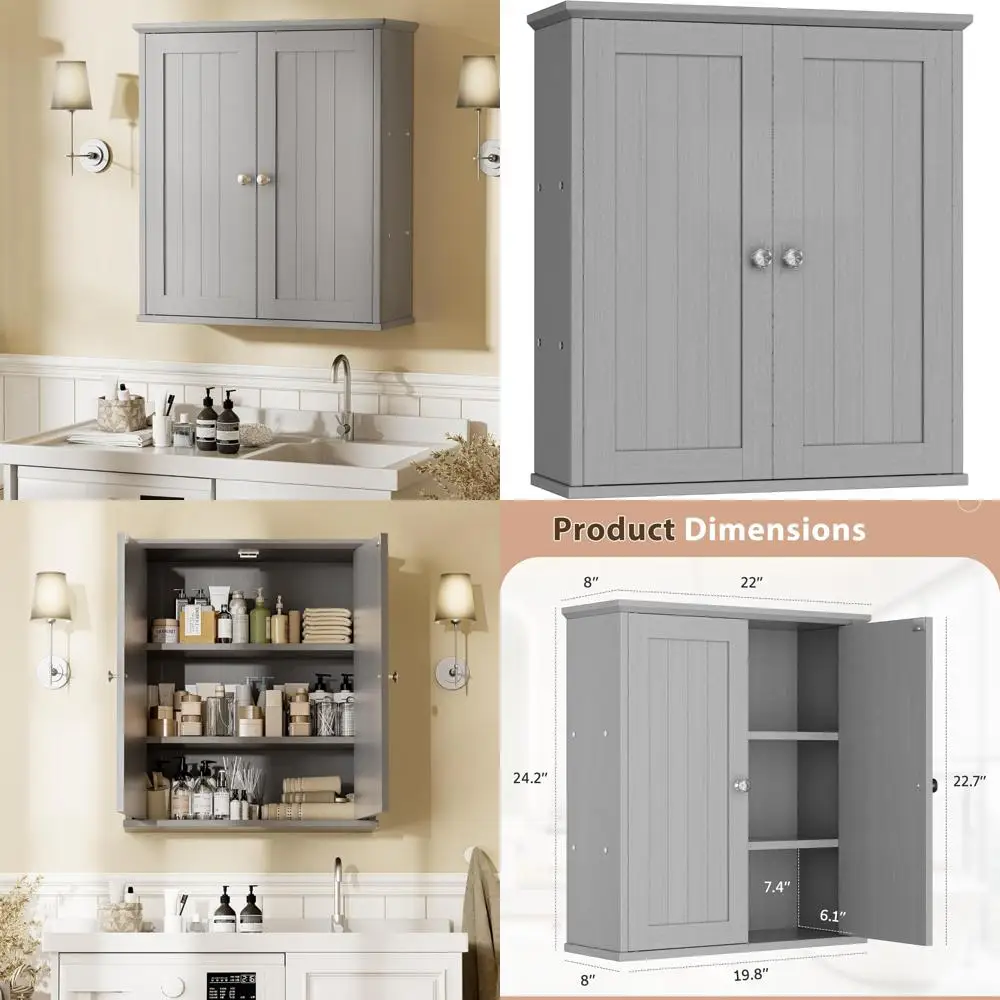 Walsunny Wall-Mounted Wooden Medicine Cabinet for Small Bathrooms with Dual Doors and Storage Shelves
Walsunny Wall-Mounted Wooden Medicine Cabinet for Small Bathrooms with Dual Doors and Storage Shelves