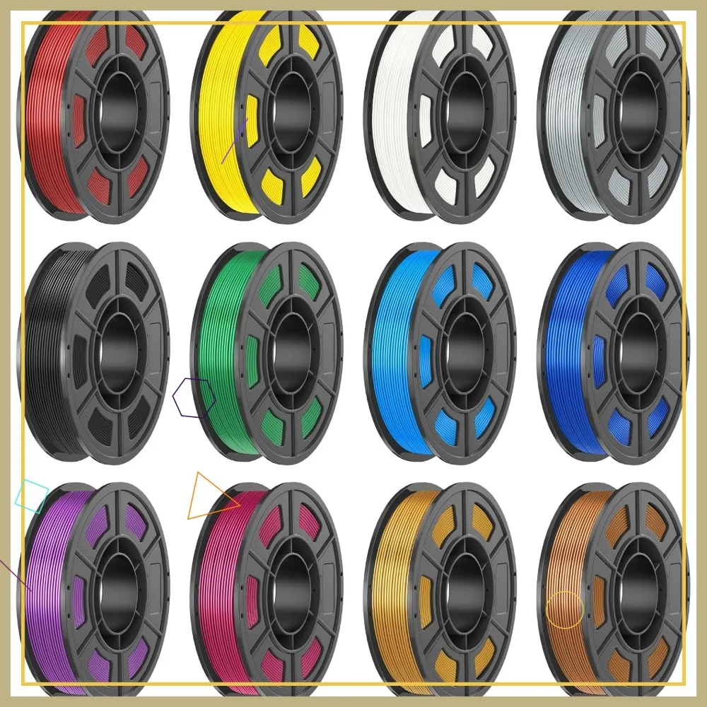 3D Printer Filament Bundle, Silk PLA 1.75mm 12 Colors 250g Each, Total 3kg, High Flow, Fits FDM Printers & 3D Pens
3D Printer Filament Bundle, Silk PLA 1.75mm 12 Colors 250g Each, Total 3kg, High Flow, Fits FDM Printers & 3D Pens