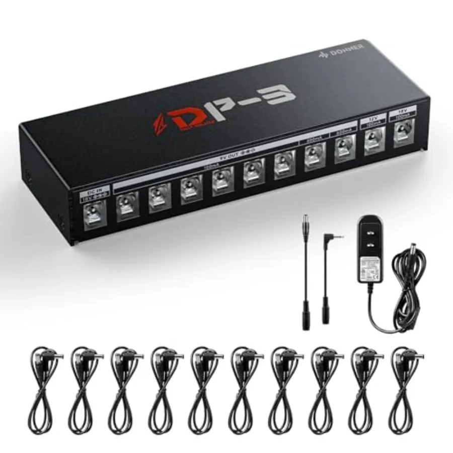 DP-3 Guitar Pedal Board Power Supply 10 Isolated DC Outputs for 9V/12V/18V Effect Pedals 100mA/300mA/500mA Multi-Output Pedalbo
DP-3 Guitar Pedal Board Power Supply 10 Isolated DC Outputs for 9V/12V/18V Effect Pedals 100mA/300mA/500mA Multi-Output Pedalbo