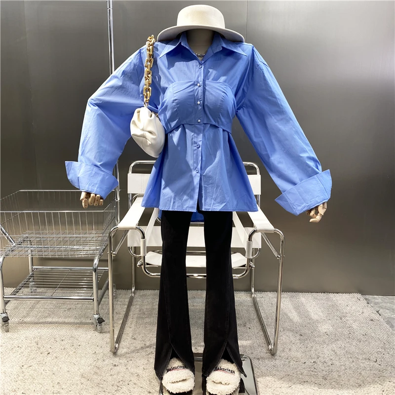 New Brand Original Design 2021Lapel Wrap Chest Fake Two Long Sleeved Shirts With Single Breasted Slim Fit Medium And Long Shirts
New Brand Original Design 2021Lapel Wrap Chest Fake Two Long Sleeved Shirts With Single Breasted Slim Fit Medium And Long Shirts
