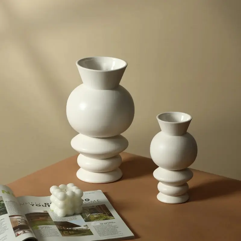European style simple white multilayer straight glazed ceramic vase ornaments home model room
European style simple white multilayer straight glazed ceramic vase ornaments home model room
