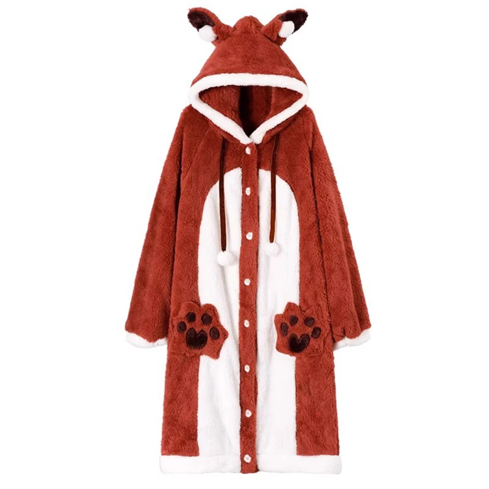Cartoon Animal Hooded Pajamas Dress Kawaii Women Coral Fleece Dressing Gown Night-Robe Soft Long Sleeve Homewear Warm Sleepshirt
Cartoon Animal Hooded Pajamas Dress Kawaii Women Coral Fleece Dressing Gown Night-Robe Soft Long Sleeve Homewear Warm Sleepshirt