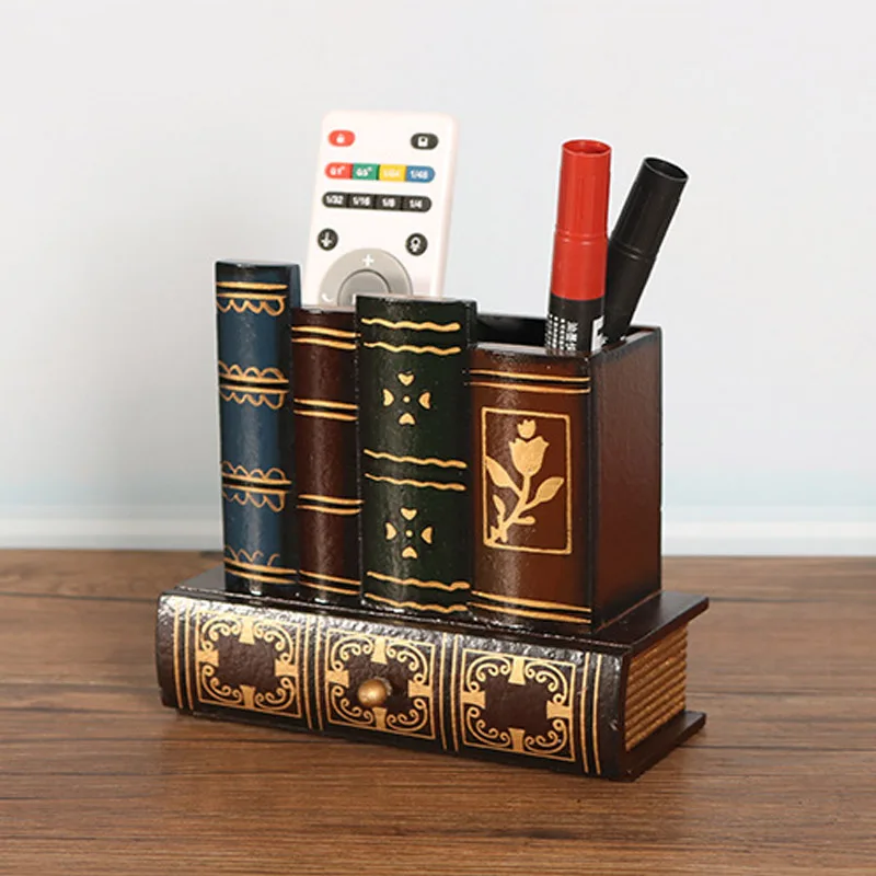 European retro wooden pen holder creative fake book multifunction drawer desk decorations Pen container classic office supplies
European retro wooden pen holder creative fake book multifunction drawer desk decorations Pen container classic office supplies