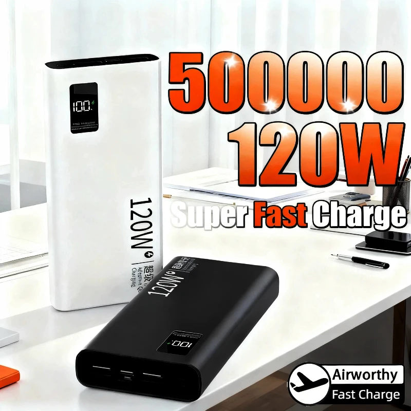 120W Power Bank 50000mAh High Capacity Super Fast Charging Powerbank Portable Battery Charger For iPhone Samsung Huawei Xiaomi
120W Power Bank 50000mAh High Capacity Super Fast Charging Powerbank Portable Battery Charger For iPhone Samsung Huawei Xiaomi
