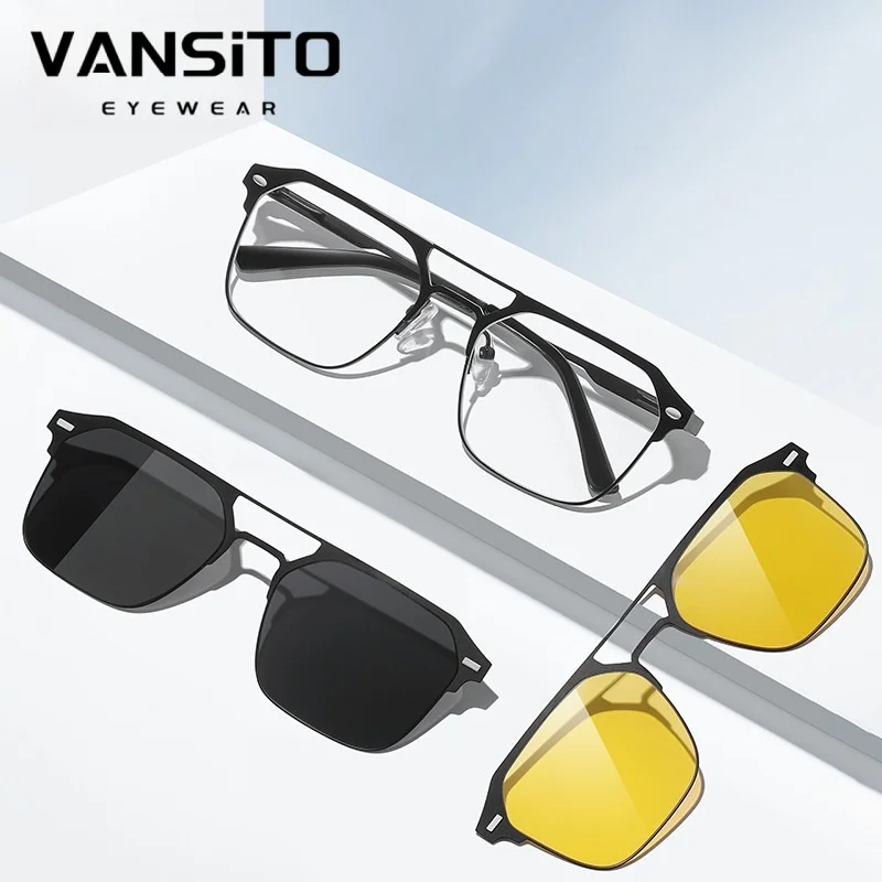 Мужские алюминиево-магниевые солнцезащитные очки VANSITO с поляризационными солнцезащитными очками «три в одном» с магнитными рукавами, очки для близорукости
Мужские алюминиево-магниевые солнцезащитные очки VANSITO с поляризационными солнцезащитными очками «три в одном» с магнитными рукавами, очки для близорукости