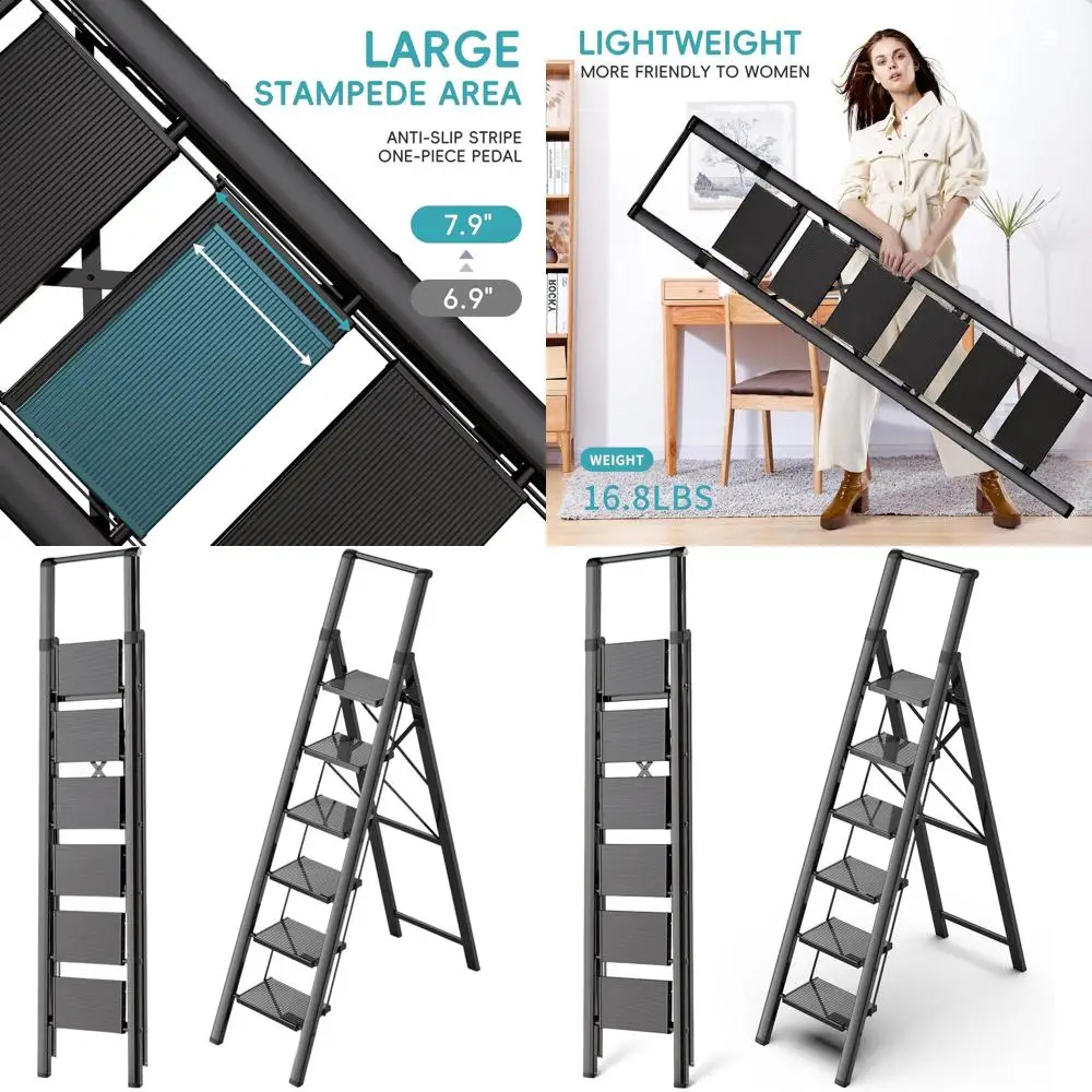 Алюминиевая 6-ступенчатая складная лестница с противоскользящими ступеньками, портативная легкая стремянка для дома и офиса, грузоподъемность 330 фунтов
Алюминиевая 6-ступенчатая складная лестница с противоскользящими ступеньками, портативная легкая стремянка для дома и офиса, грузоподъемность 330 фунтов