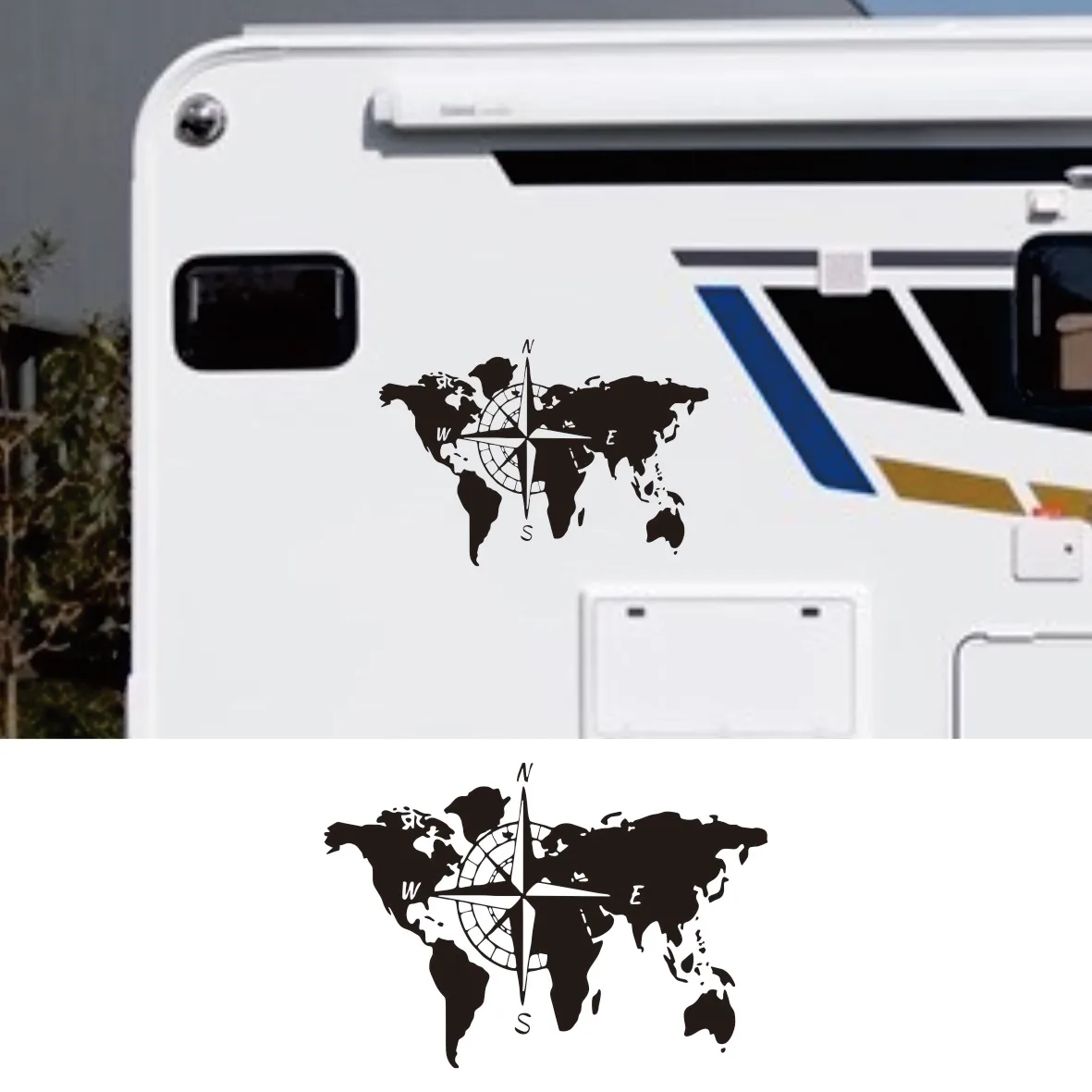 World Map Compass Car Sticker - Large Vinyl Decal for Caravan, Camper, RV, Truck - Camping Travel Explore Auto Decor
World Map Compass Car Sticker - Large Vinyl Decal for Caravan, Camper, RV, Truck - Camping Travel Explore Auto Decor
