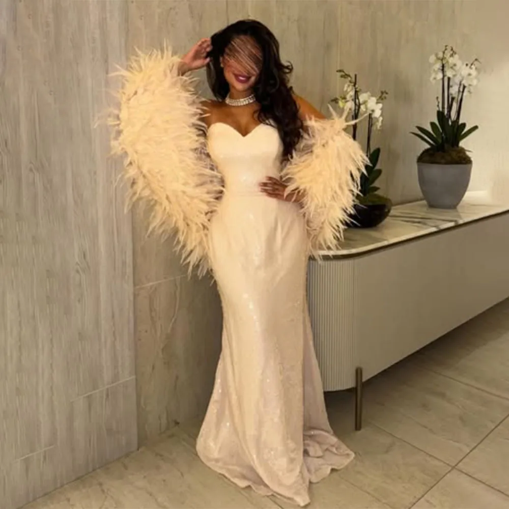 High Quality Customized Sweetheart Feathers Floor Length A-line Elegant Dress Women for Wedding Party Robes De Soirée فستان
High Quality Customized Sweetheart Feathers Floor Length A-line Elegant Dress Women for Wedding Party Robes De Soirée فستان