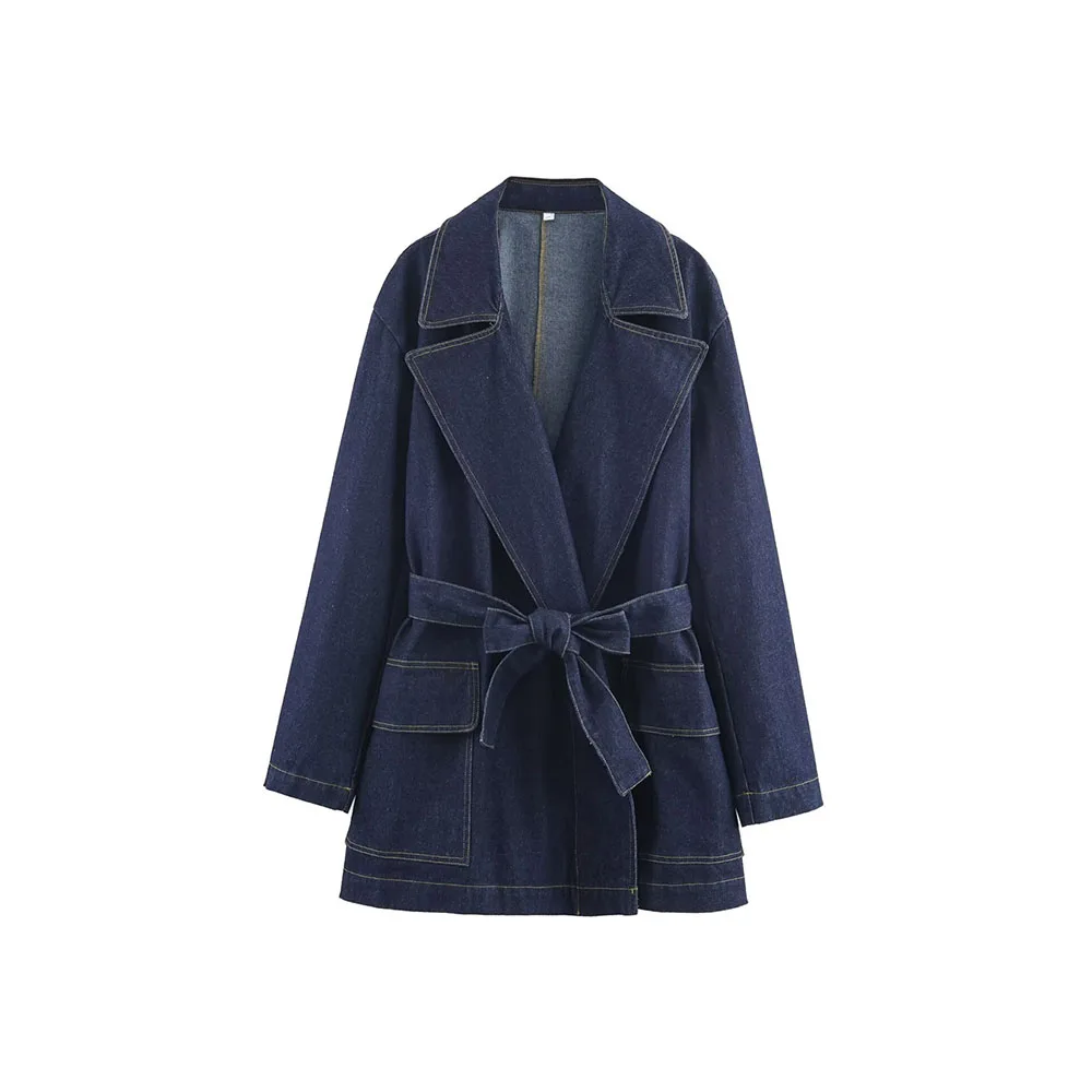 Autumn new women's fashion design sense waist belt tie-up waist lapel denim short windbreaker
Autumn new women's fashion design sense waist belt tie-up waist lapel denim short windbreaker