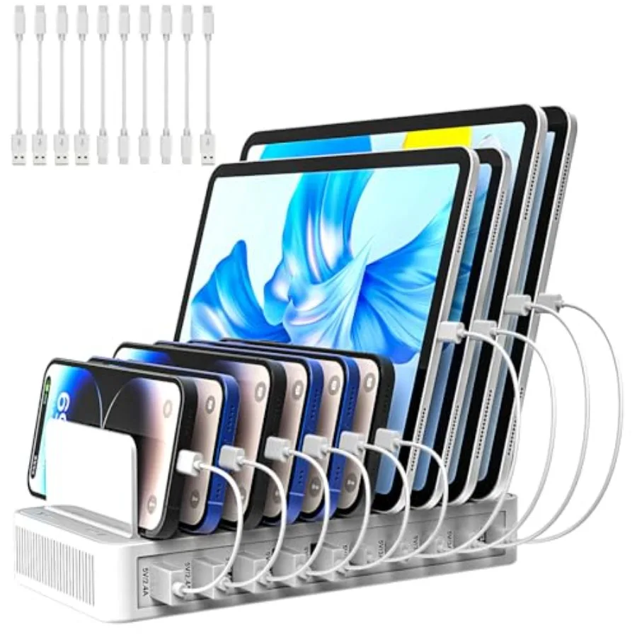 Charging Station for Multiple Devices 100W 10 Ports Charging Dock with 10 Cables Smart IC Tech and Adjustable Dividers Type-C M
Charging Station for Multiple Devices 100W 10 Ports Charging Dock with 10 Cables Smart IC Tech and Adjustable Dividers Type-C M